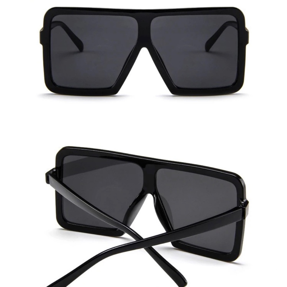 Sleek Oversized Square Black Sunglasses Brand New - Picture 12 of 13